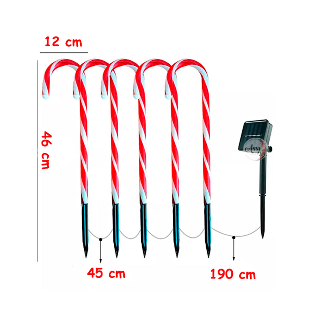 KIT Bastones Solares X 5 Larga Duracion Candy Claus
