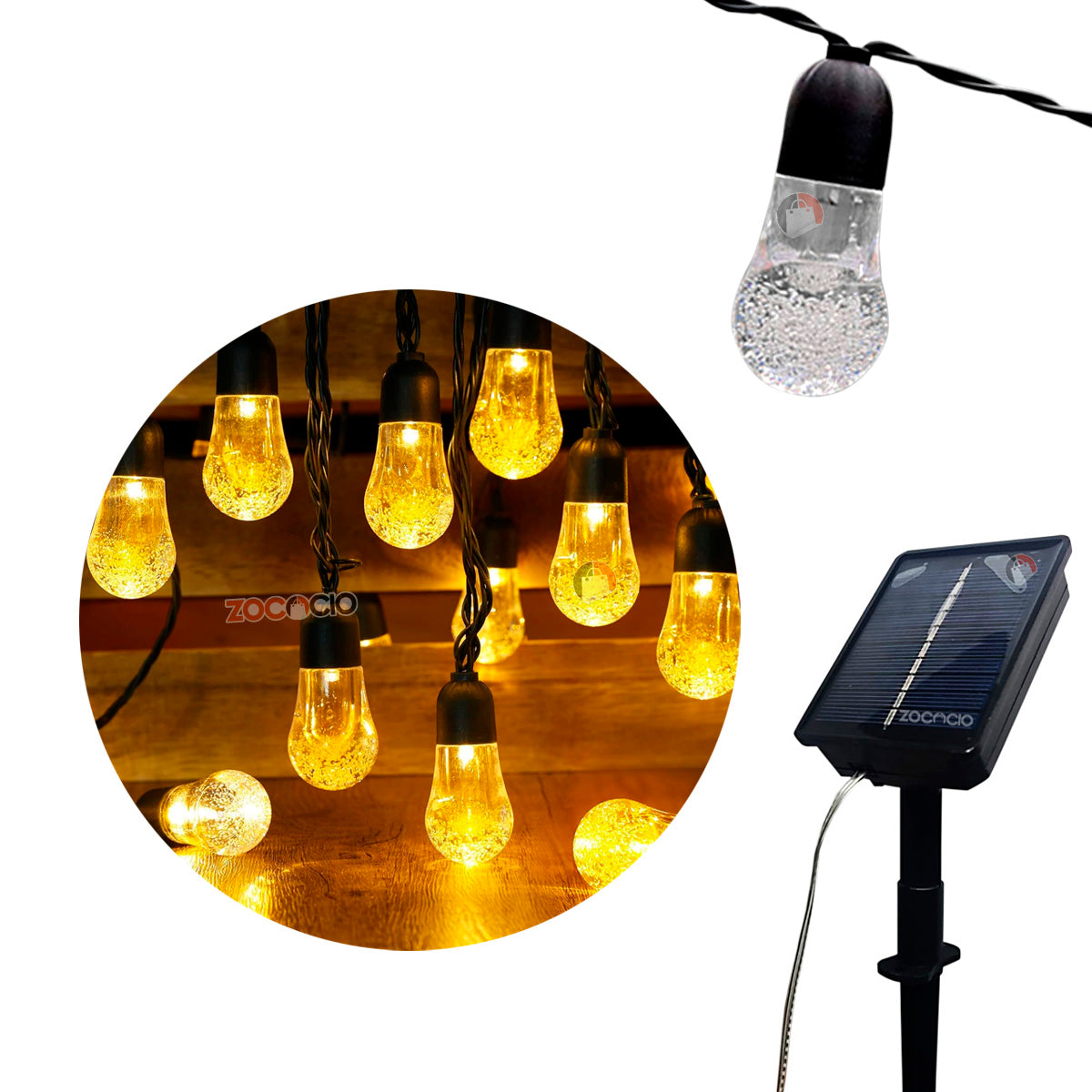 Luces Burbujas Globo Cristal Solar Luces