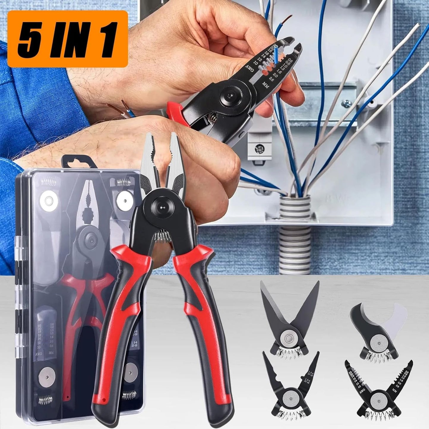 Set De Alicates  intercambiables  5 En 1  "ULTRA SOLVER "